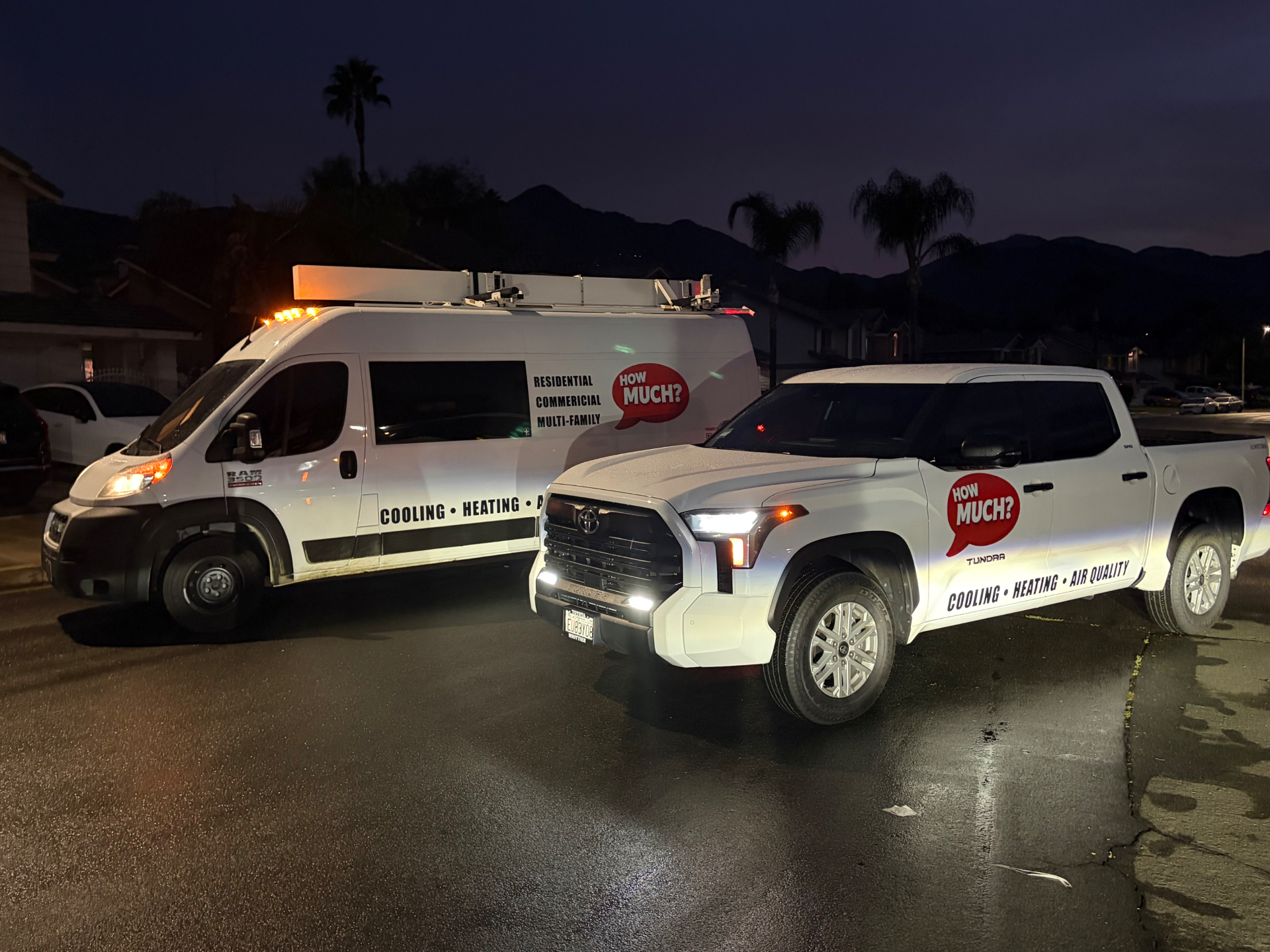 Matching service van and pickup graphics