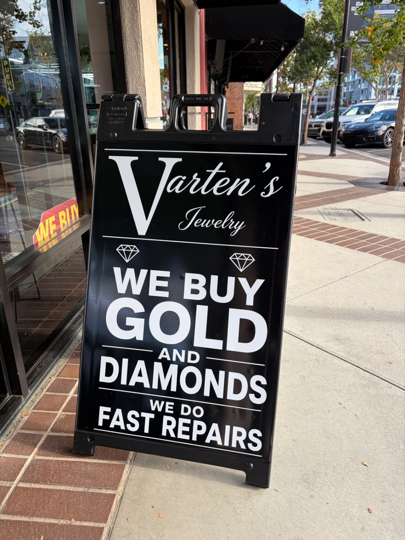 Varten’s Jewelry sidewalk sign